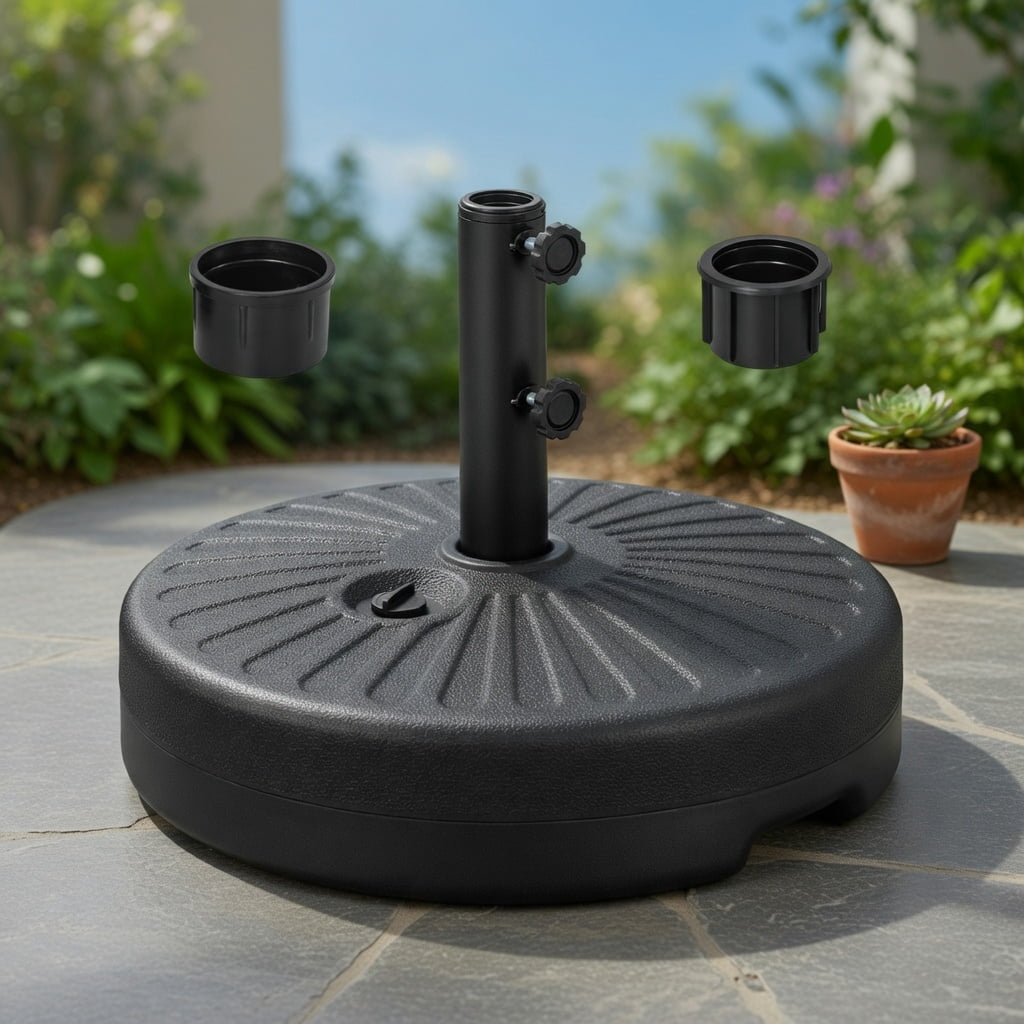 Spaco Umbrella Base, 19.5 Inch Fillable Round Umbrella Base Stand for Yard Garden Poolside-Black for Outdoor Patio Market Table Umbrella