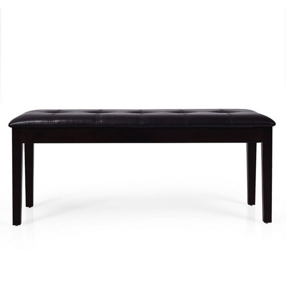 Spaco Upholstered Dining Room PU Bench Solid Wood Button Tufted-Brown, Ottoman Bench for Living Room,Dining Bench for Kitchen