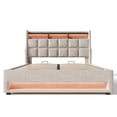 thumbnail image 1 of Spaco Upholstered Platform Bed with LED and USB Charging, Full size Bed Frame with a Hydraulic Storage System, Wooden Slats, Noise Free, Easy Assembly, Natural, 1 of 13