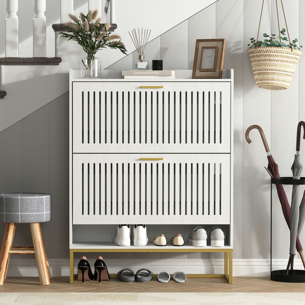 Spaco Vertical Shape Stripes Shoe Cabinet, Organizer Storage Rack with ...