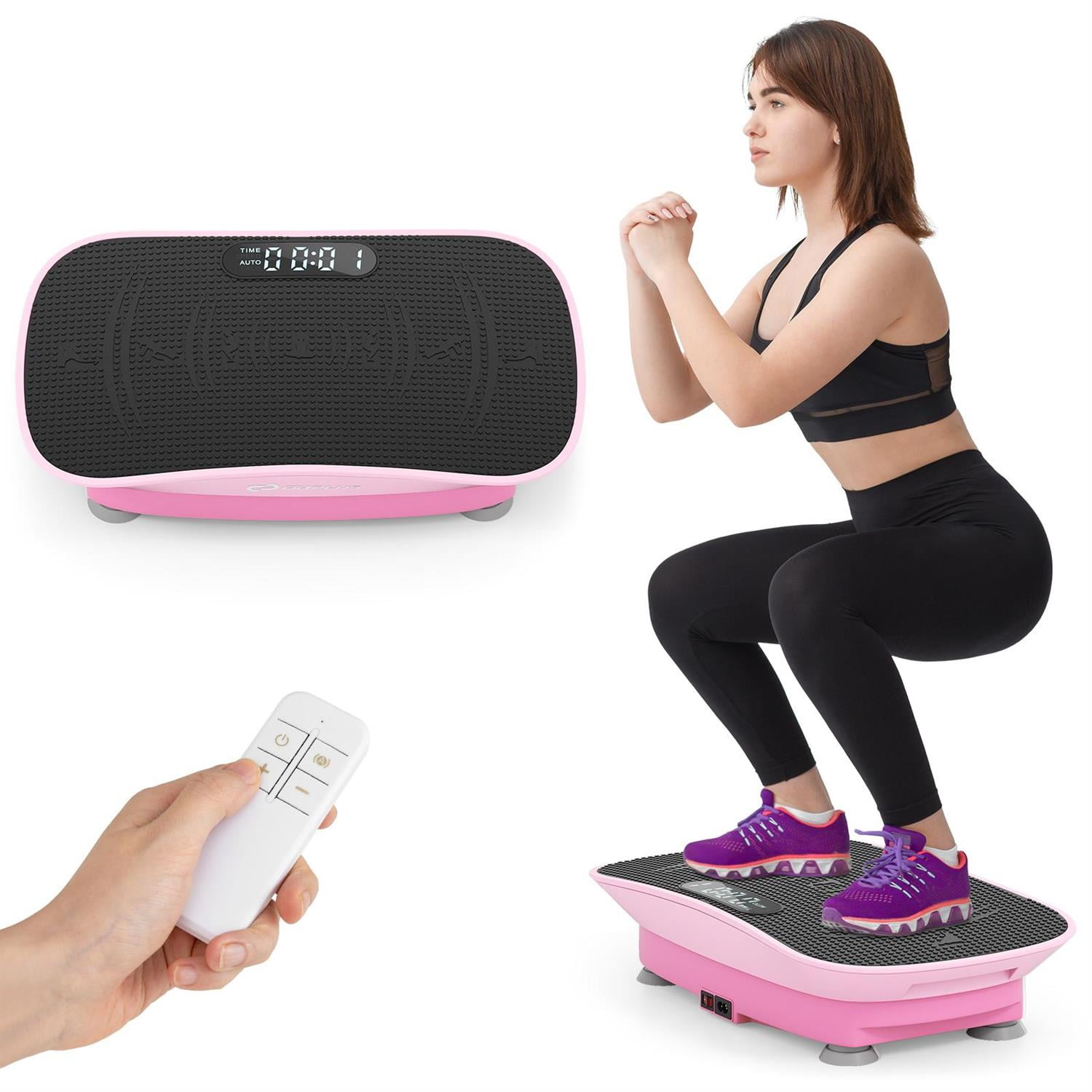 Spaco Vibration Plate Exercise Machine, 10 Speed Intensities, Full-Body Training, Home Fitness, Pink