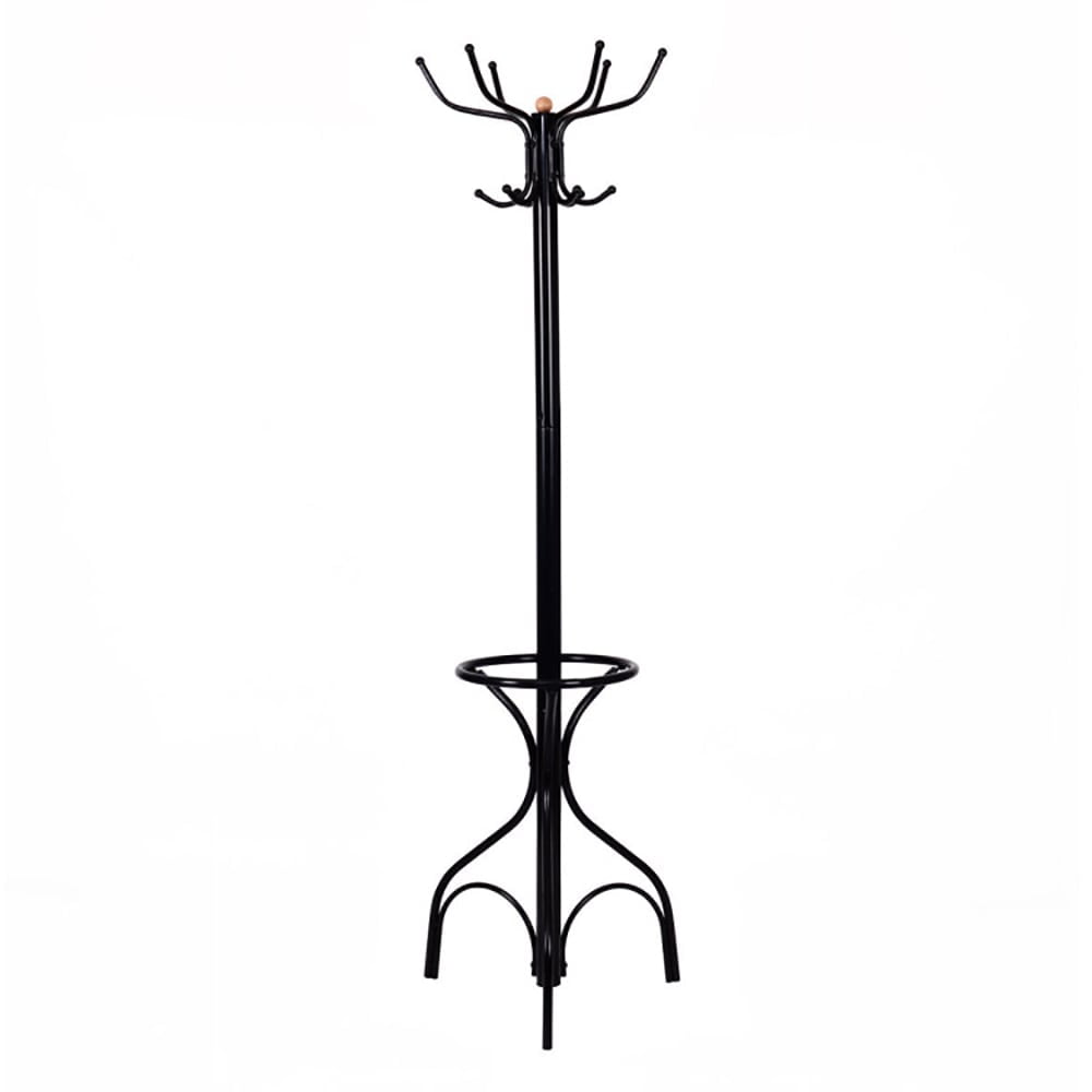 Black Metal Standing Coat Rack with Umbrella Stand