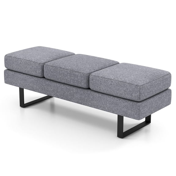 Spaco Waiting Room Bench Seating Long Bench with Metal Frame Leg-Gray, Ottoman Pouffe Storage Box,Lounge Seat and Footstools