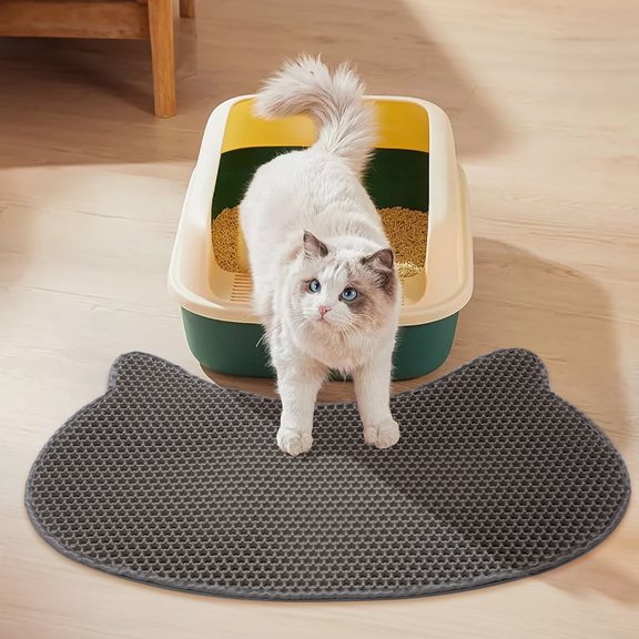 Spaco Waterproof Kitty Litter Trapping Mat, Cat-Head Cat Litter Mat, Double Layer Mat, Dark Gray