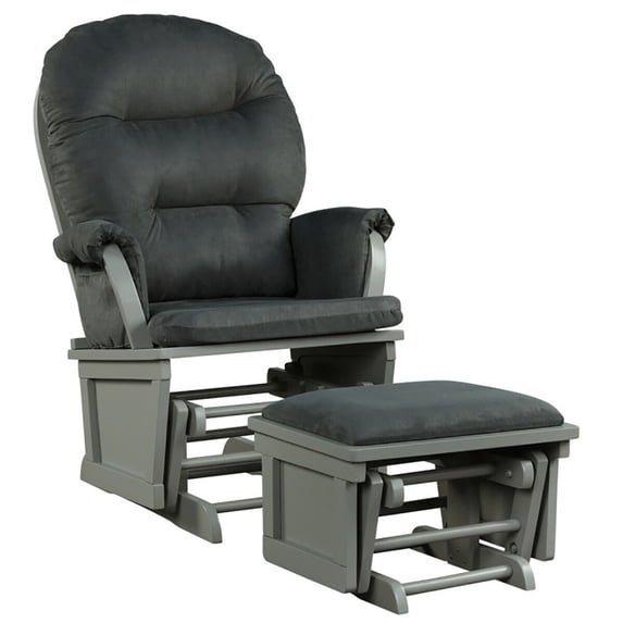 Spaco Wood Baby Glider and Ottoman Cushion Set with Padded Armrests for Nursing-Gray, Single Sofa, Home Theater Seating Office for Adults