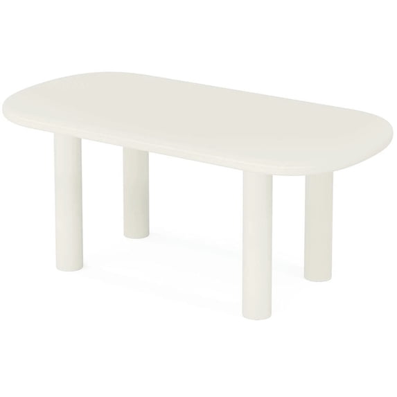 Spaco Wood Dining Table, 63" Modern Oval Kitchen Table for 4-6 People, Dining Table for Indoor as Living Room, Kitchen, White