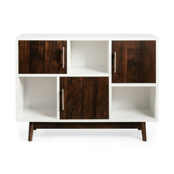 Spaco Wood Display Sideboard Storage Cabinet with Storage Compartments, Mid Century Modern TV Stand for Living Room Bedroom