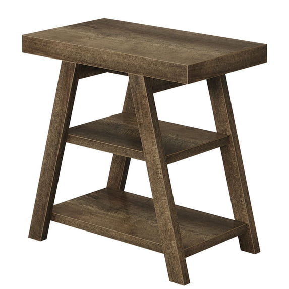 Spaco Wood End Table, 3-Tier Sofa Side Table with Storage Shelf, End Table for Indoor as Bedroom, Brown