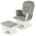 thumbnail image 1 of Spaco Wood Glider and Ottoman Set with Padded Armrests and Detachable Cushion-Light Gray, Single Sofa, Home Theater Seating Office for Adults, 1 of 9