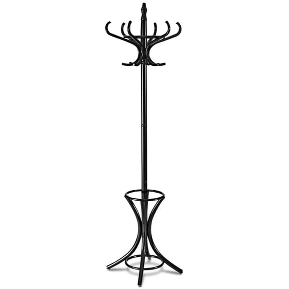 Spaco Wood Standing Hat Coat Rack with Umbrella Stand-Black, Free Standing Coat Tree, Coat Racks for Bedroom and Hallway