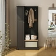 thumbnail image 1 of Spaco Wood Wardrobe Cabinet, Storage Wardrobe Cabinet with Shelves and Soft-Close Freestanding Closet, Cliset for Living Room, Entryway, Bedroom, Black, 1 of 9