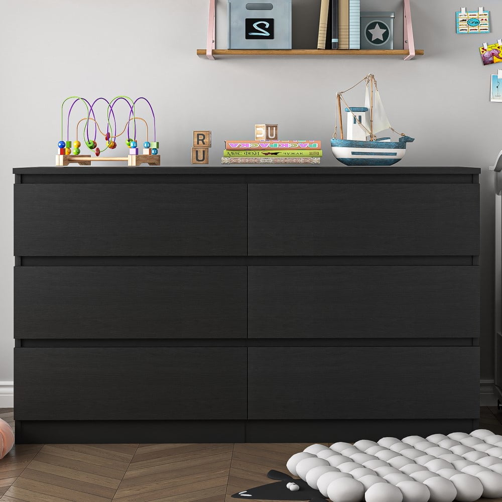 Spaco Wooden 6 Drawer Dresser, Large Modern Chest of Drawers, TV Stand for 55" TV for Bedroom, Black Spaco Wooden 6 Drawer Dresser, Large Modern Chest of Drawers, TV Stand for 55" TV for Bedroom, Black