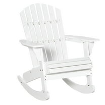 Spaco Wooden Adirondack Rocking Chair with Fanned Back, Lounge Chair Fire Pit Seating with Slatted Wooden Design for Outdoor, White