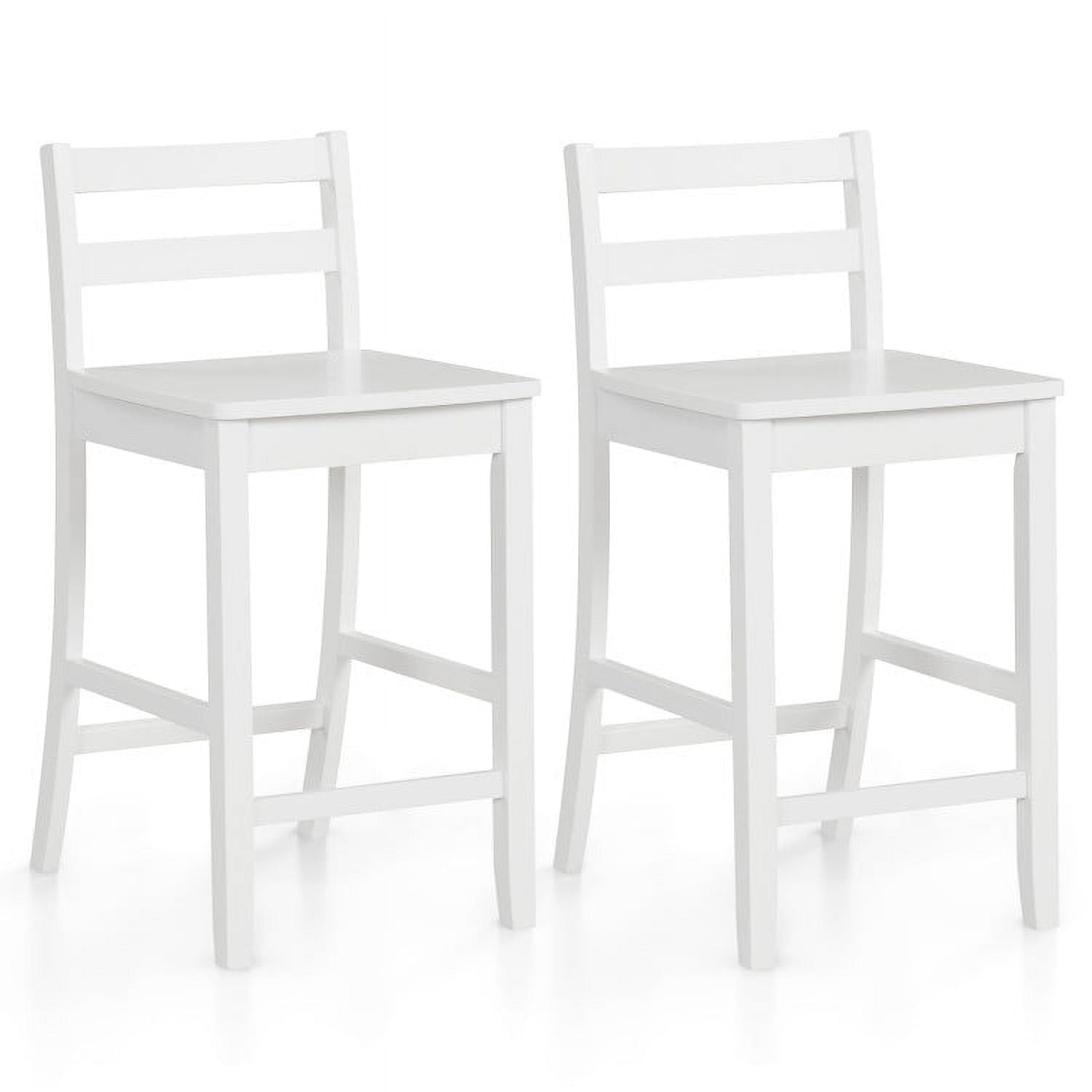 Spaco Wooden Bar Stools Set of 2 with Ergonomic Backrest and Footrest-White, Bar Height Stools, Counter Height Bar Stools for Kitchen, Dining Room