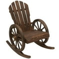 thumbnail image 1 of Spaco Wooden Rocking Chair, Adirondack Rocker Chair withSlatted Design and Oversized Back, Rocking Chair with Wagon Wheel Armrest for Outdoor, Brown, 1 of 11