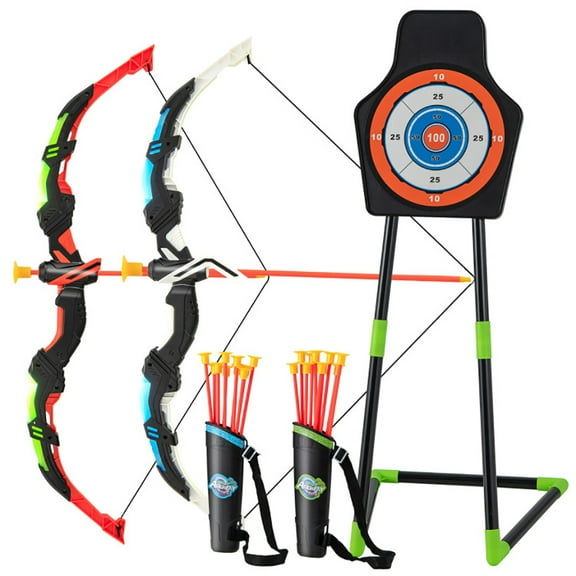 Spaco Youth Archery Bow Set with LED Light Up Bow and 20 Suction Cup Arrows for Kids, for Kids Ages 4-8 8-12, Indoor Outdoor Toys for Boys Girls