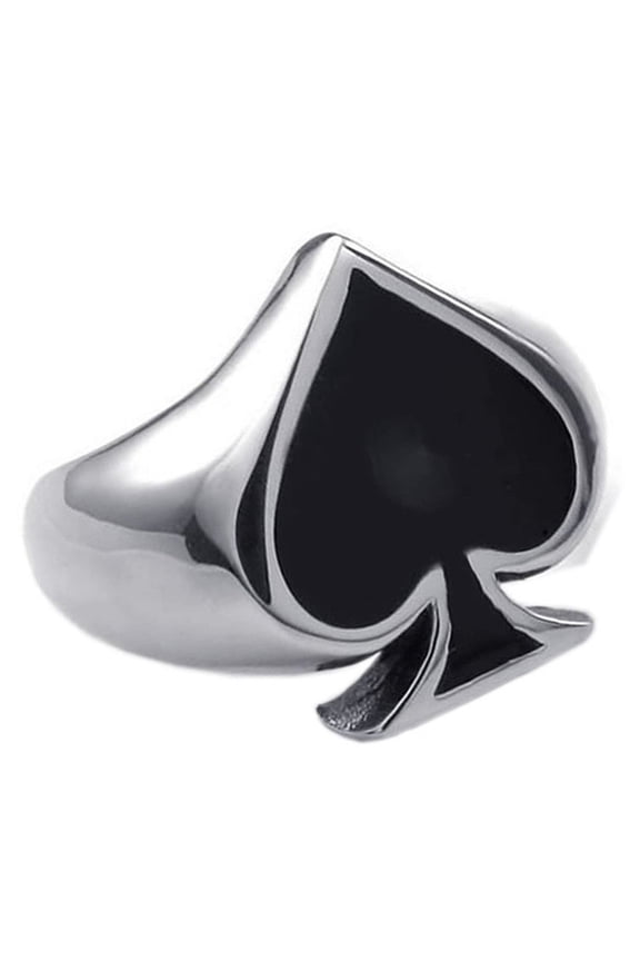 Mens Geometric Alloy Ring Electroplated Black Finish European American Design Spade 13 Design for Gambling Fortune
