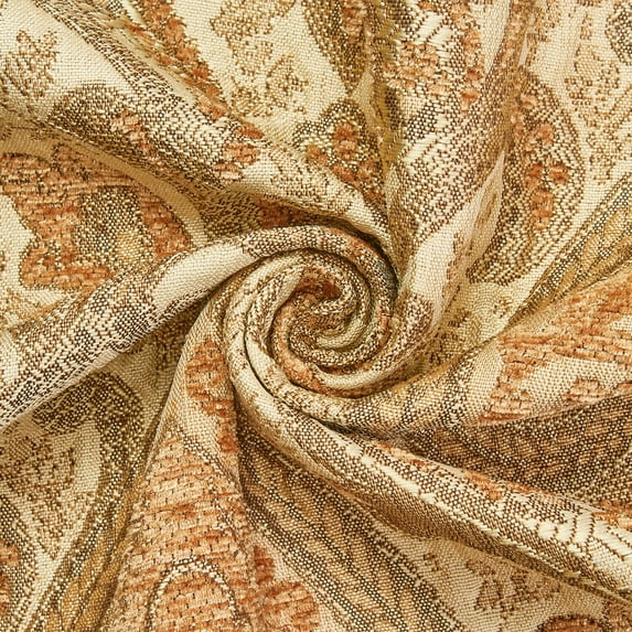 Spade Damask Chenille 58/59" Heavyweight Upholstery Jacquard Polyester Fabric By The Yard (Beige / Apricot, 5 Yards)