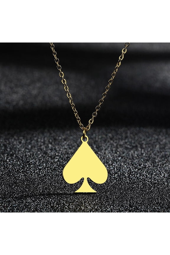 Spade Gold Plated Love Hearts Pendant Playing Card Pattern Necklace
