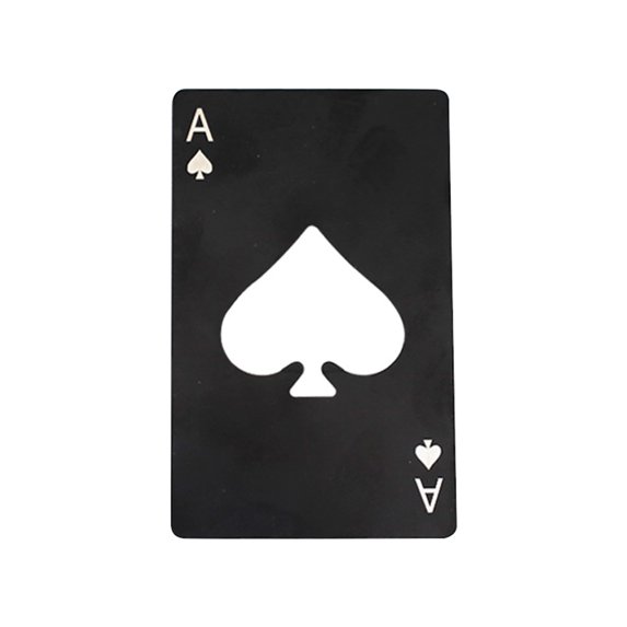 Spade A Playing Card Bottle Opener - 3.35X2.13X0.04 Inch Black Opp Bag Packaging, Functional Bar Tool For Home Kitchen, Party, Camping, Travel, Ideal For Beer Lovers, Bartenders,