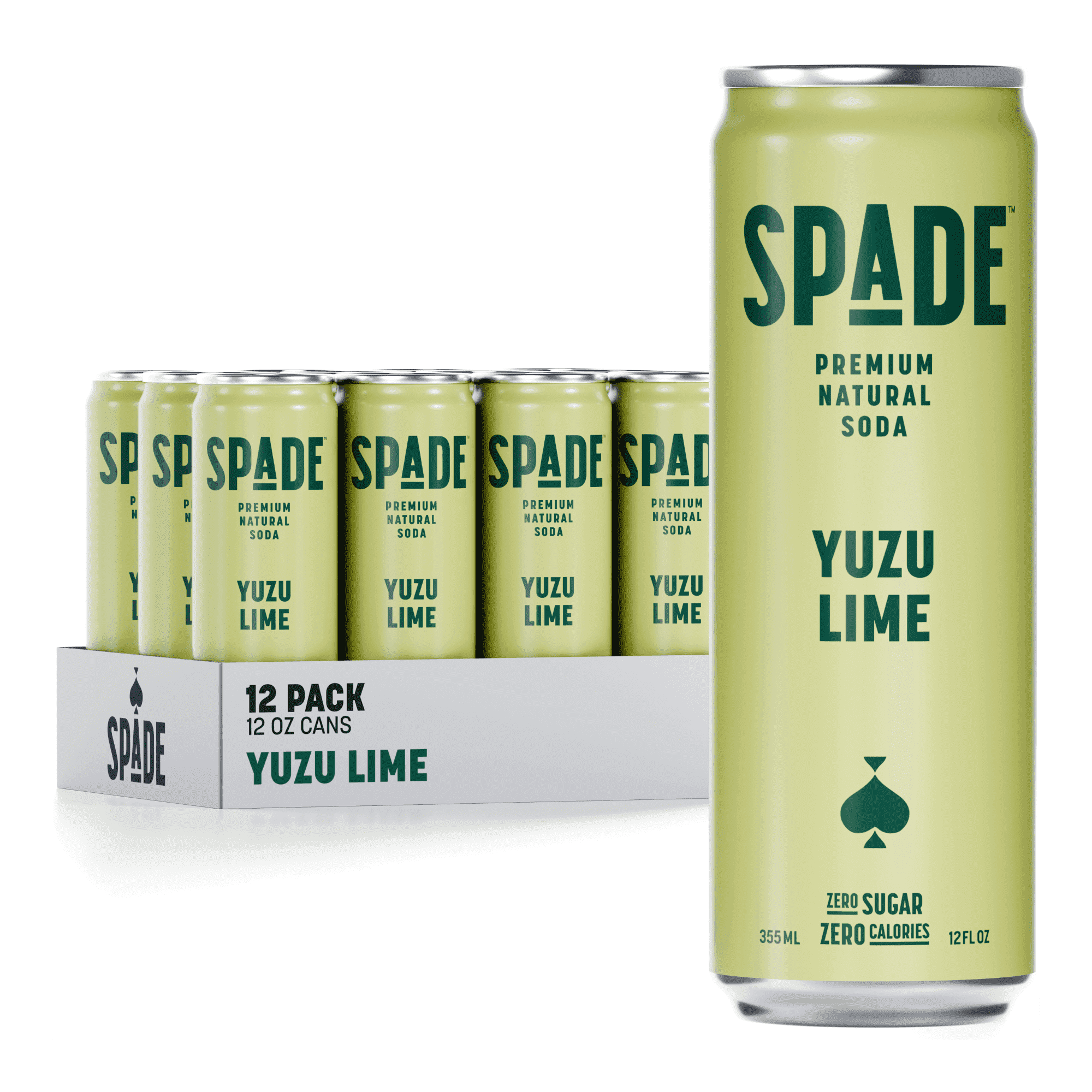Spade Premium Natural Soda – Zero Sugar Yuzu Lime (12 Pack, 12 oz Cans)