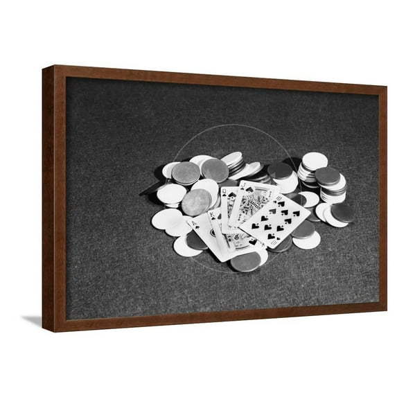 Spade Royal Flush on Poker Chips, Framed Art Print Wall Art by Philip Gendreau Sold by Art.Com