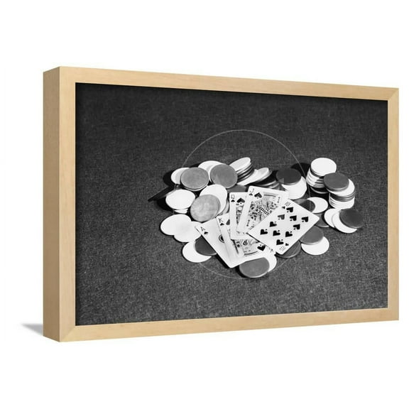 Spade Royal Flush on Poker Chips, Framed Art Print Wall Art by Philip Gendreau Sold by Art.Com