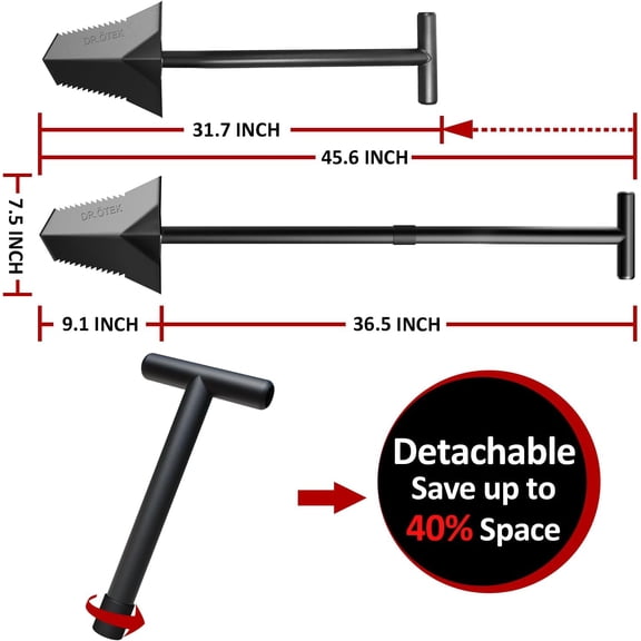 Spade Shovel, Heavy Duty Digging Tool T Handle, Serrated Blade,  Cutter with Long Short Handle, Garden Spade for Metal Detecting, Transplanting, Trenching, 31 & 45 Inches, 4.5 Pounds