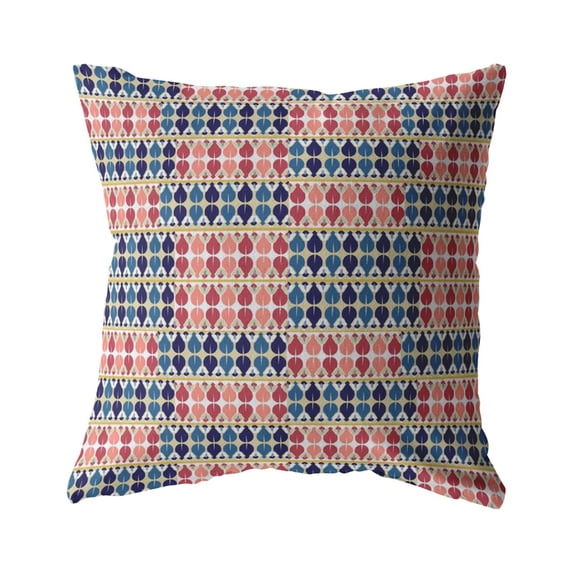 Spades Indoor/Outdoor Pillow with Removable Cover in Red and Blue16x16