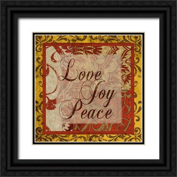 Spaeth, John 20x20 Black Ornate Wood Framed with Double Matting Museum Art Print Titled - Love, Joy, Peace