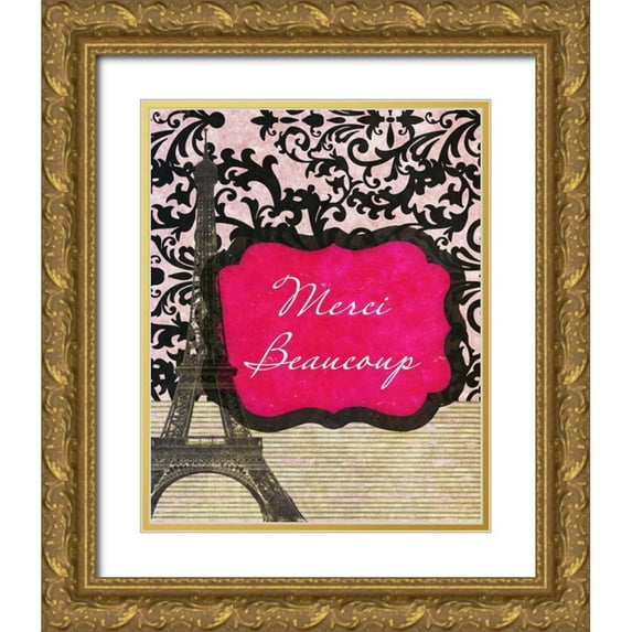 Spaeth, John 26x32 Gold Ornate Wood Framed with Double Matting Museum Art Print Titled - Merci Beaucoup