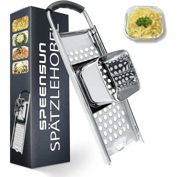 Spaetzle Maker, Premium Grade Stainless Steel Press, Efficient Homemade and Knoepfle, Dishwasher Safe Noodle Maker with Comfort Handle for Pots Up to 30 CM