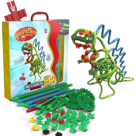 Spaghetteez Twist-A-Saurus Rex  Flexible and Connectable Dinosaur Building Kit for Kids  Fun and Educational Toy  Develops Creativity, STEM Skills, and Fine Motor Abilities- Ideal for Age 4+