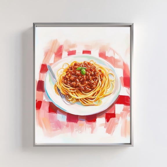 Spaghetti Art Print, Italian Food Kitchen Decor, Cozy Pasta Wall Art, Spaghetti Bolognese Dining Room Decor Wall Art, Modern Wall Decor, 8x12 UNFRAMED