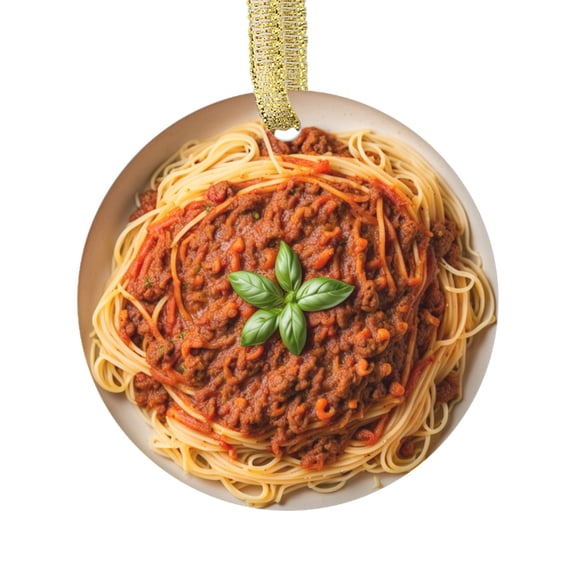 Spaghetti Bolognese Italian Noodles Food Lovers Foodie Novelty Holiday Christmas Ornament Xmas Tree Gift (Flat Design Printed on Ceramic, NOT 3D)