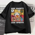 thumbnail image 1 of Spaghetti Cat Graphic Tee Casual T Shirt Tops T Shirt Tops Short Sleeve Round Neck Black S-5XL, 1 of 5