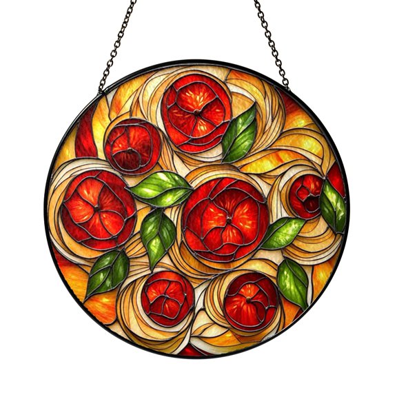 Spaghetti Dish Glass Suncatcher Window Hanging, Colorful Culinary Art Home Accent