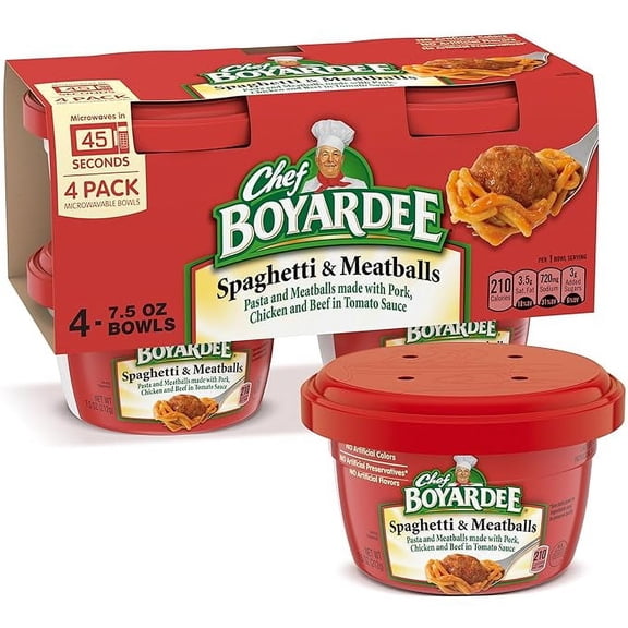 Spaghetti & Meatballs, Microwave Meal, 7.5 oz. 4-Count Pack of 1