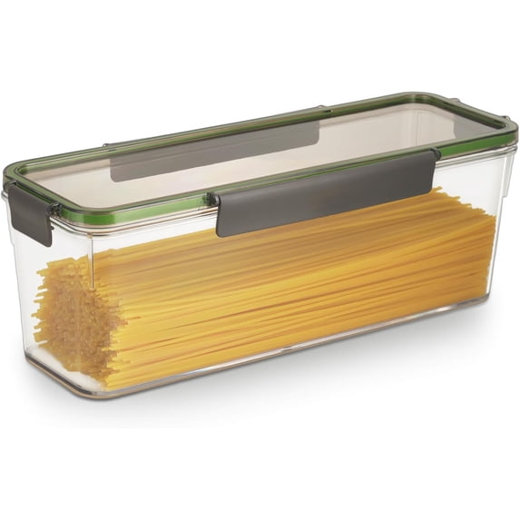 Spaghetti Pasta Storage Container - Clear Noodle Holder with Airtight Lid Kitchen Pantry Food Storage Organizer for Rice Flour Cereal Oats Cracker Coffee Bean Linguini Lasagna