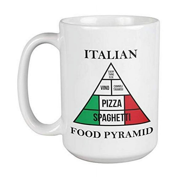 Spaghetti, Pizza, Vino, Cannoli Tiramisu & Everything Else Funny Italian Food Pyramid Coffee & Tea Gift Mug, Kitchen Decor, Collection Items, Dishes, Favors & Gag Gifts For Men & Women Italians (1oz)