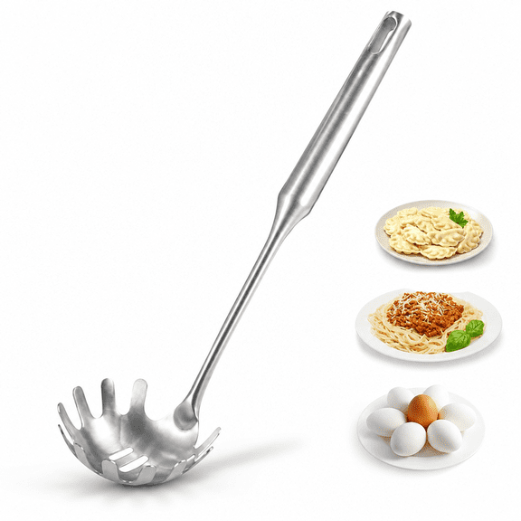 1 Pack 304 Stainless Steel 13.4" Spaghetti Server Pasta Spoon for Kitchen