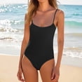 thumbnail image 1 of Spaghetti Strap Bodysuit Womens Basic Ribbed Sleeveless Tops Soft Stretchy Slim Fitting Layering Jumpsuits Under Skirts and Everyday Wear Black XL, 1 of 7