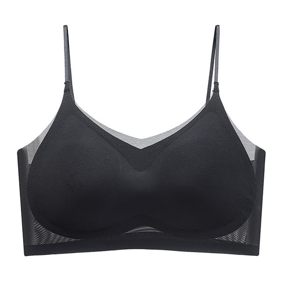 Spaghetti Strap Bra for Women Padded Thin Silk Full Coverage Bras Comfortable Stretch Sports Bras