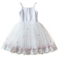 thumbnail image 1 of Spaghetti Strap Dress for Girls 6M-4T Embroidered Sleeveless Ribbed Dresses Casual Toddler Puffy Tulle Dress, White, 3 Years, 1 of 7