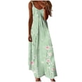 thumbnail image 1 of Spaghetti Strap Dresses Womens Plus Size Long Dress V Neck Summer Casual Flowy Maxi Sundresses, Light Green XL, 1 of 5