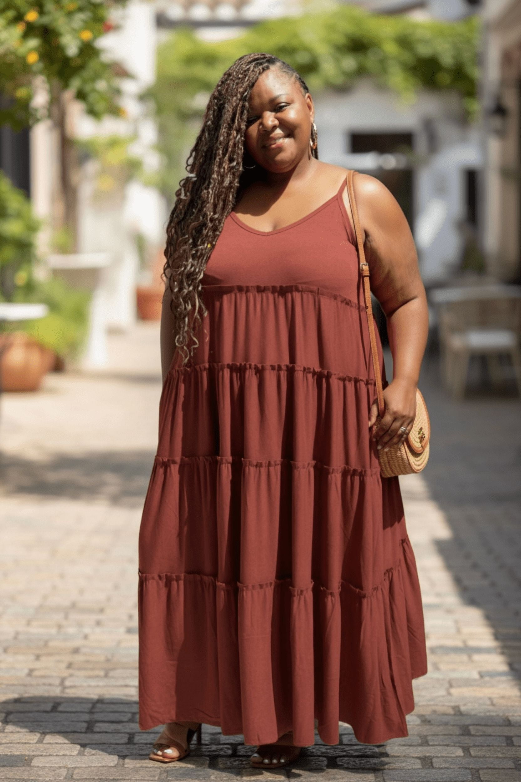 fit and flare plus size dresses Plus Size Haltered Double Flare Dress