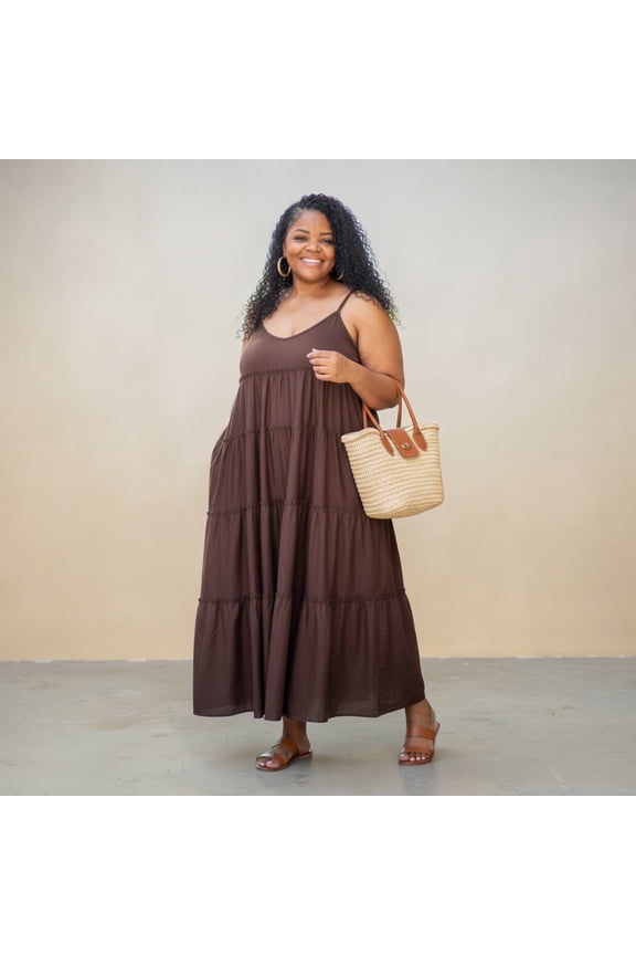 Spaghetti Strap Fit & Flare Plus Size Maxi Dress
