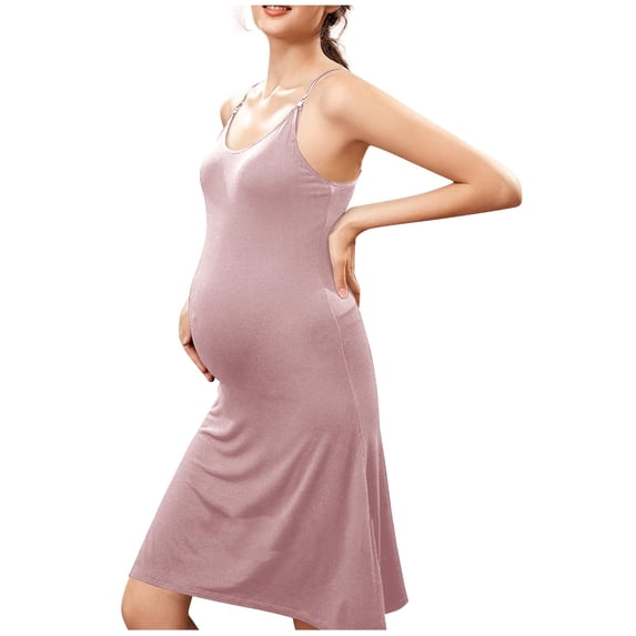 Spaghetti Strap Nightgown for Pregnancy Women Soft Modal Sleep Dress Nursing Maternity Nightwear