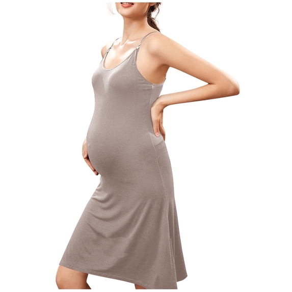 Spaghetti Strap Nightgown for Pregnancy Women Soft Modal Sleep Dress Nursing Maternity Nightwear