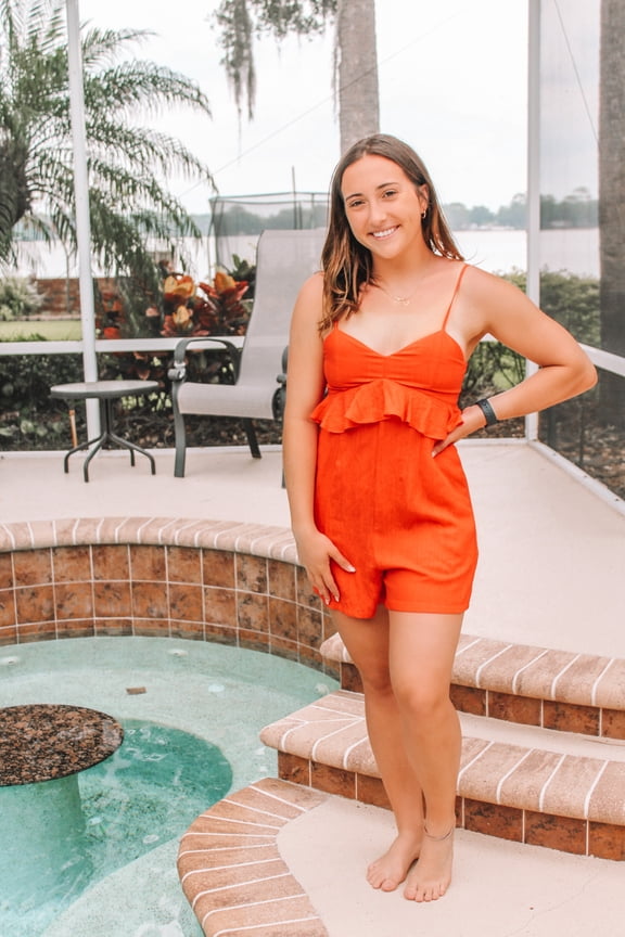 Spaghetti Strap Ruffle Waist Romper